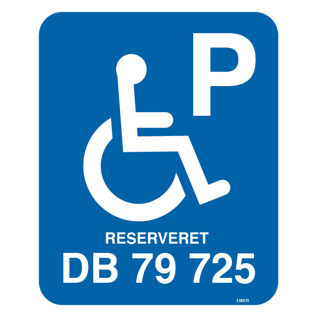 P Handicap Reserveret til xx. Skilt
