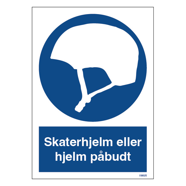 Påbudsskilt - Skaterhjelm eller hjelm påbudt