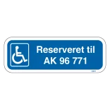 Handicap parkeringsskilt reserveret til nummerplade skilt