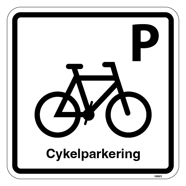 Cykelparkering. Parkeringsskilt