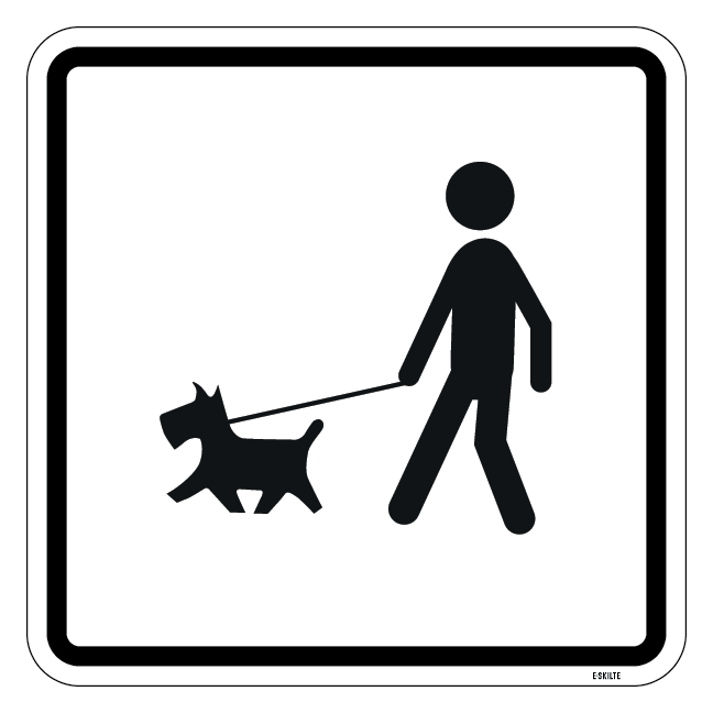 Hund i snor piktogram skilt