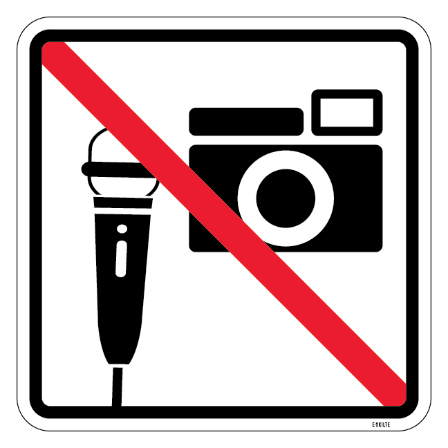 Optage og fotograferings forbuds piktogram. skilt