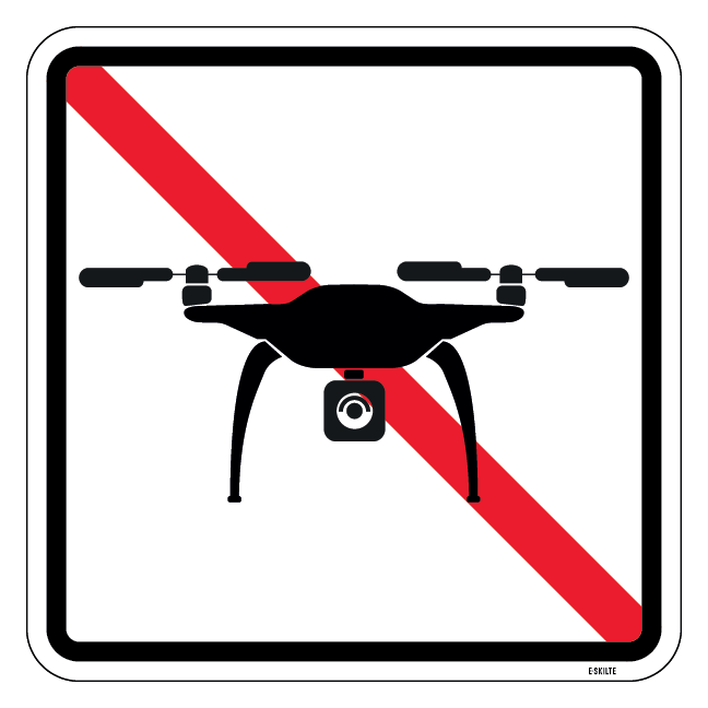 Droneflyvning forbudt skilt