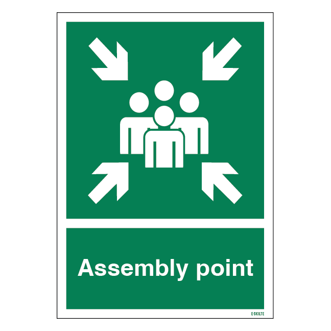Assembly point. Redningsskilt