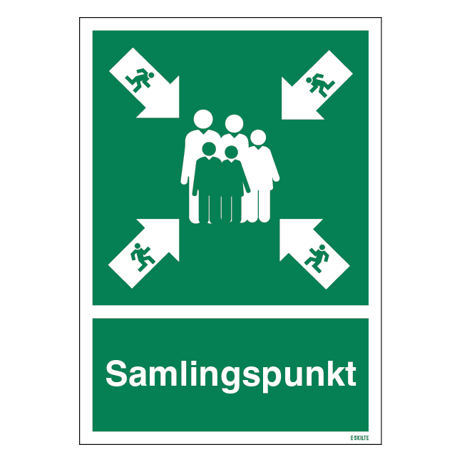 Samlingspunkt Redningsskilt