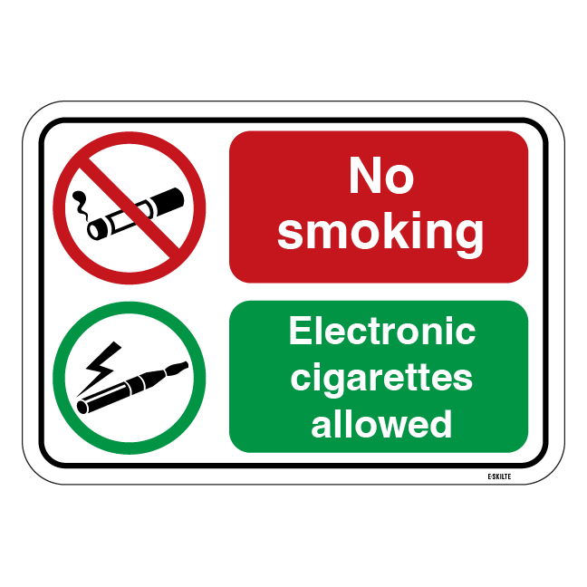 No smoking E-Cigarette. Rygeforbudsskilt