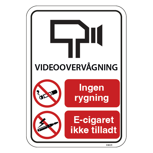 Videovervågning ikke ryger område. Rygeforbudsskilt