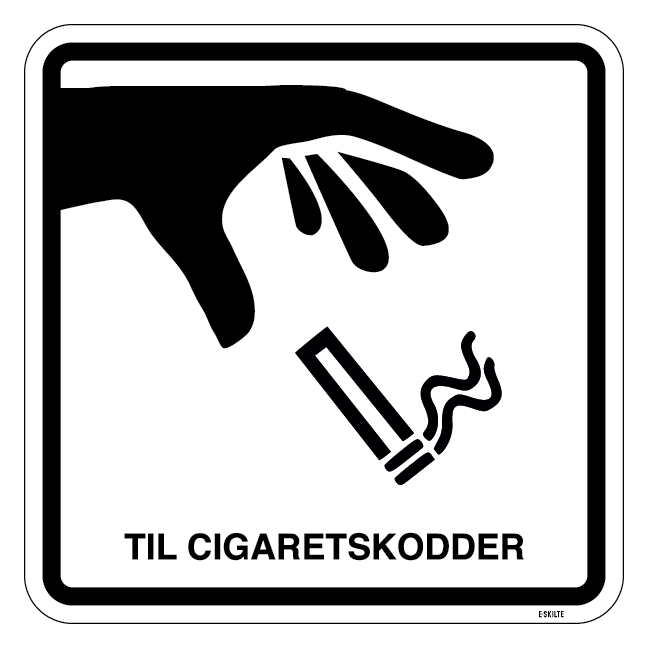 Til cigaretskodder. Rygeskilt