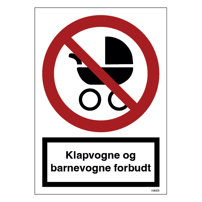 Klapvogne og barnevogne forbudt skilt
