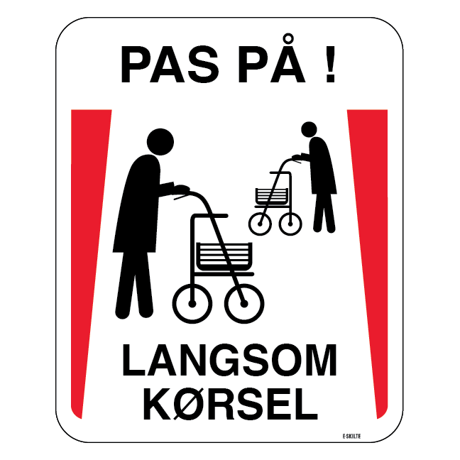 Pas på Langsom kørsel. Advarselsskilt