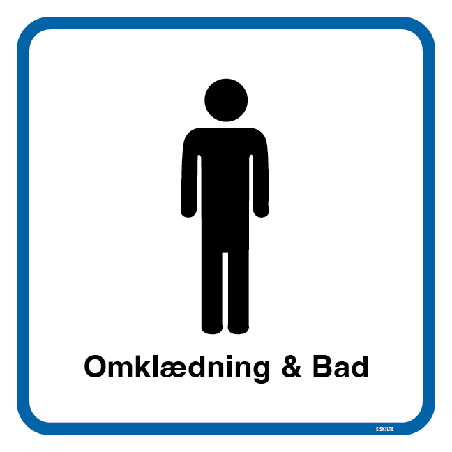 Mand Omklædning & Bad. Toiletskilt