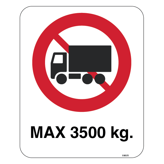 Lastbil forbud max3500 kg skilt