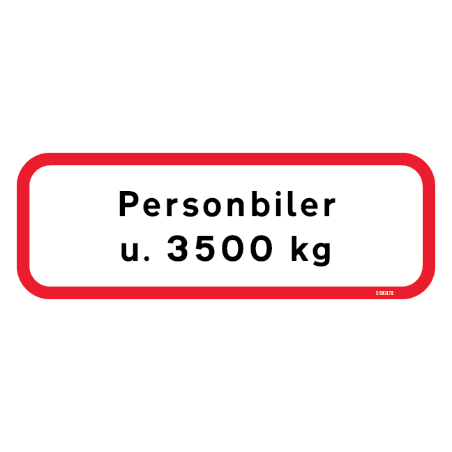 Personbiler u. 3500 kg. Trafikskilt