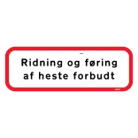 Ridning forbudt skilte