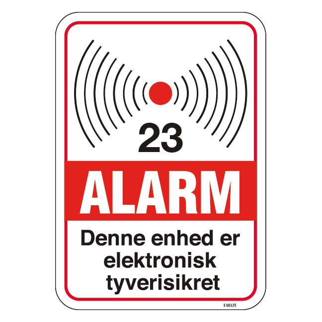 Denne enhed er elektronisk tyverisikret med nr. skilt