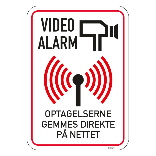 Video alarm Optagelser gemmes direkte på nettet. Skilt